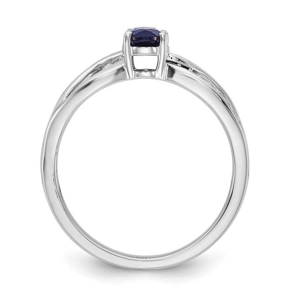 Kazi Luxury 14k White Gold Polished Sapphire and Diamond Ring